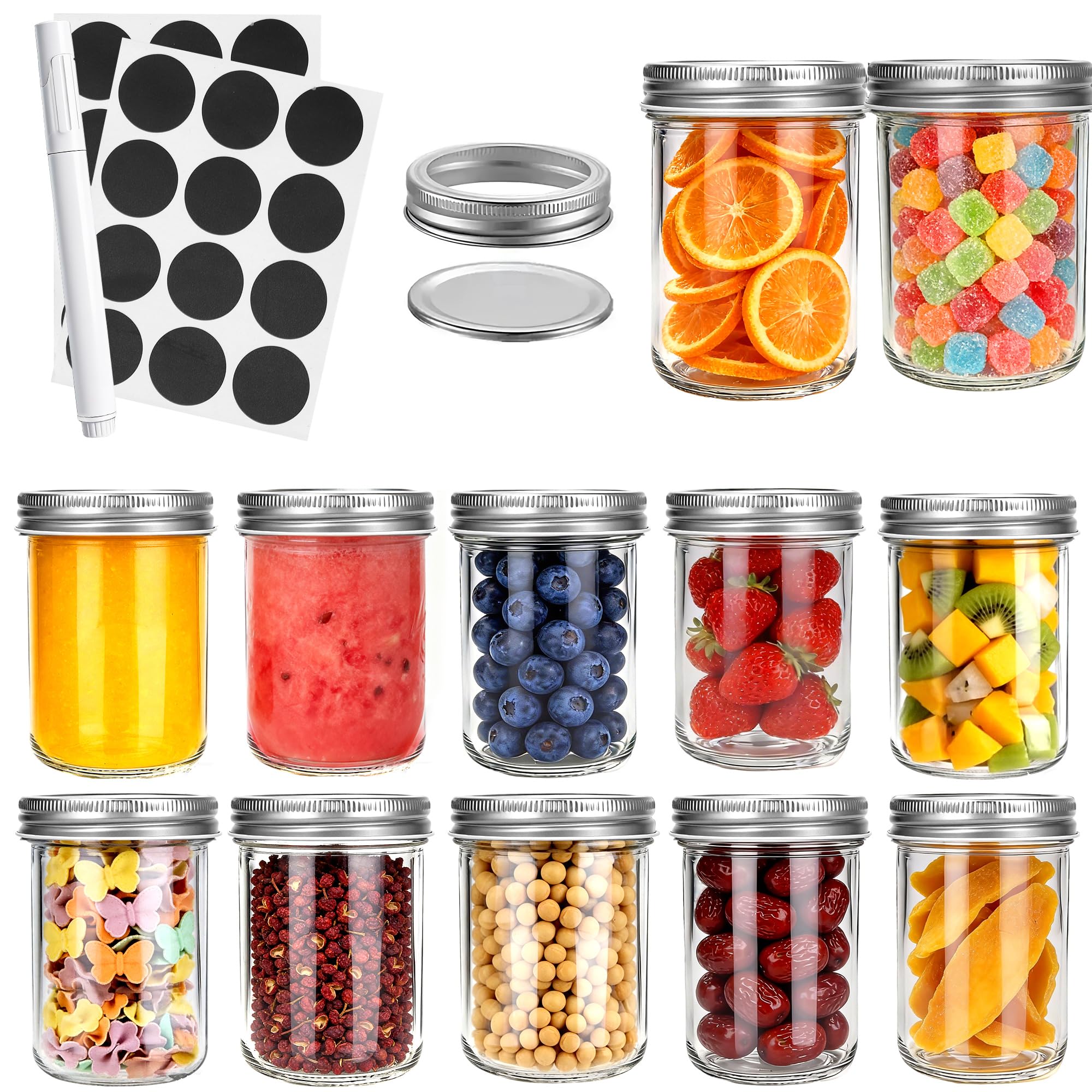 Tarros de cristal para conservas con tapa (250 ml, pack de 12)