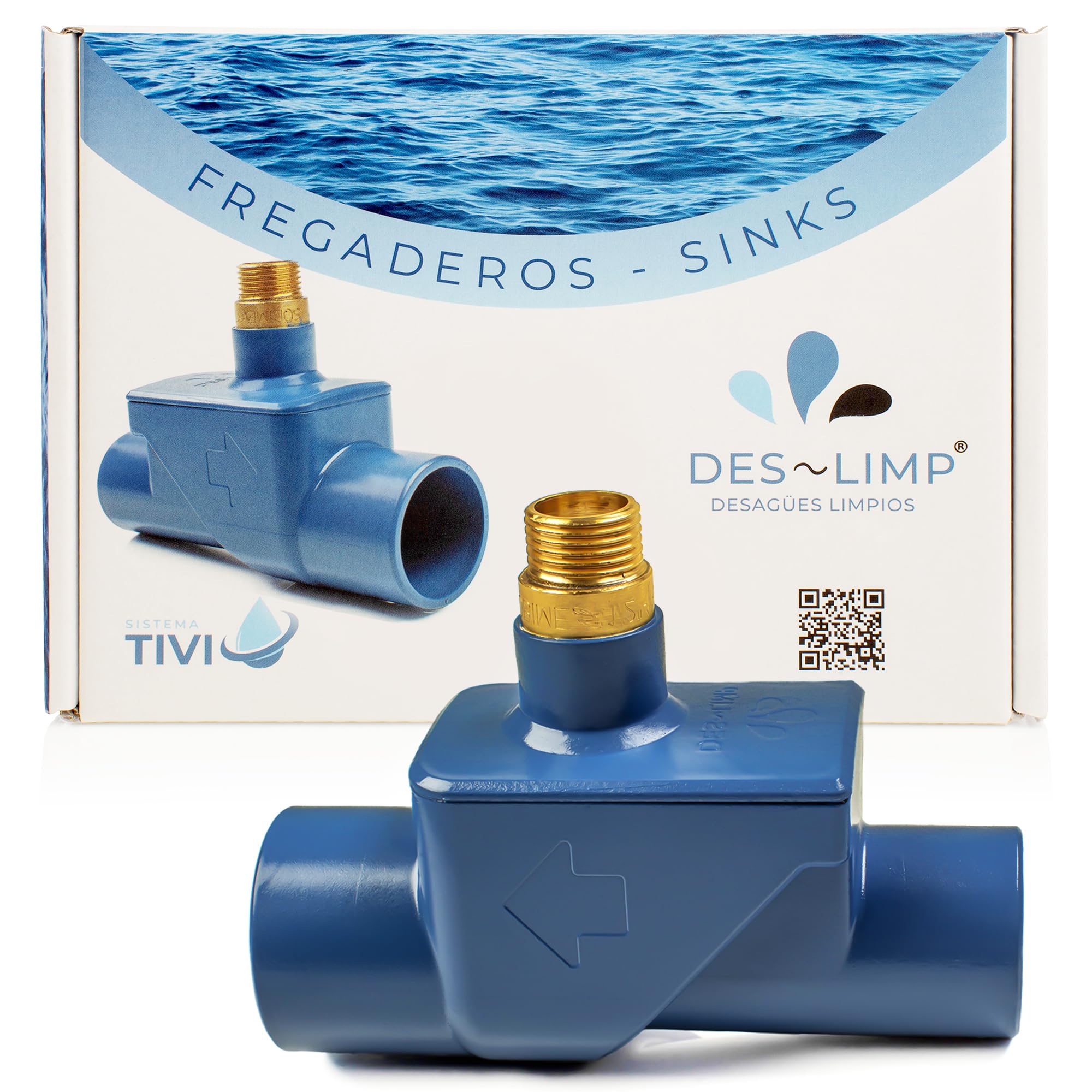 Deslimp - Nettoie les canalisations - Garde les canalisations propres sans produits chimiques - Technologie TIVI, écologique - Avec tuyau de 40 cm de long et filetage en laiton de 1/2" - Fabriqué en