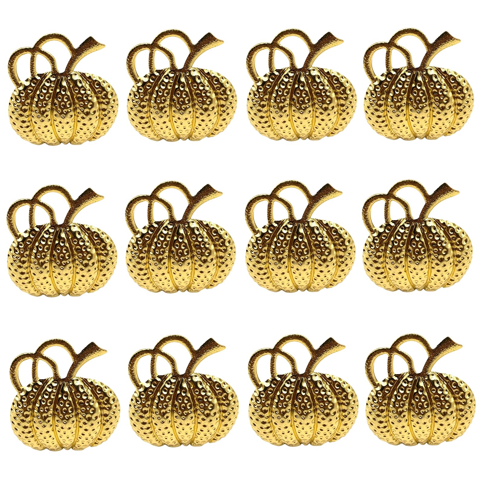 12Pieces Elegant Autumn Maples Pumpkin Tissue Holders Thanksgiving Table Decors Family Party Supplies Alloy Texture Serviette Buckles