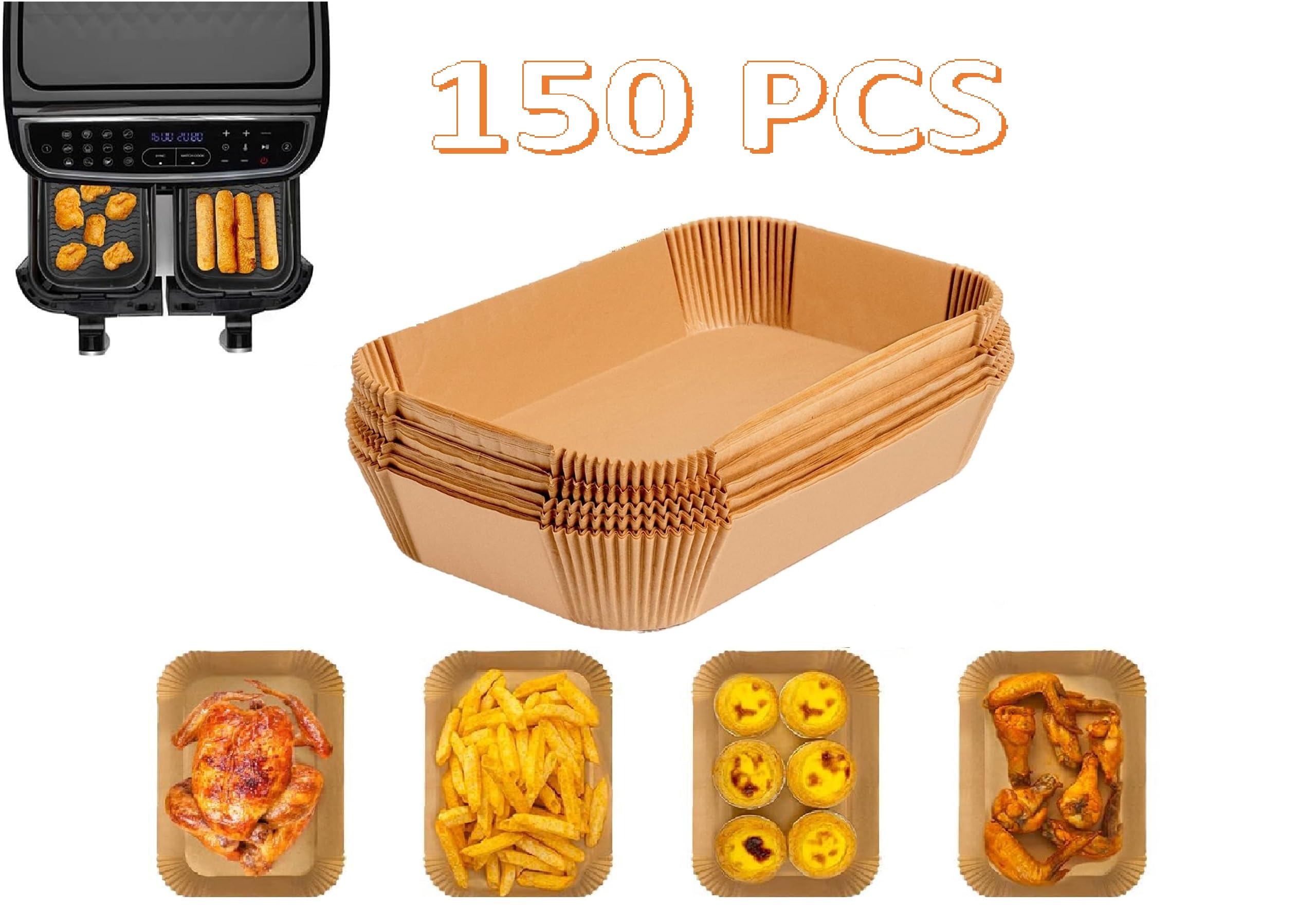 AL-FAHMI Air Fryer Liners Disposable Paper Non Stick Parchment for Ninja Dual Disposable Parchment Paper Liner - Image 2