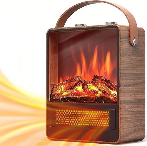 Calentador eléctrico de chimenea para uso en interiores, calentador de espacio de 1500 W750 W con llama LED 3D, doble protección de seguridad,