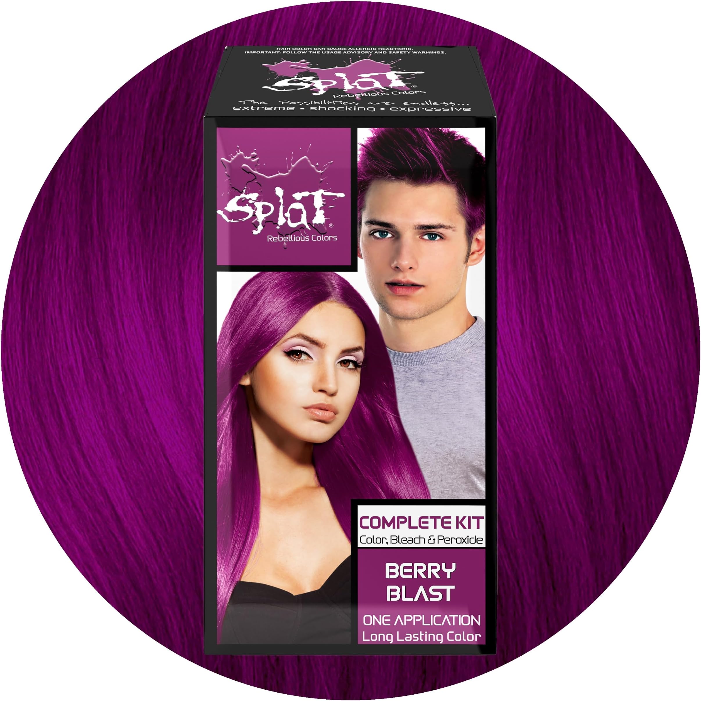 Splat Berry Blast Semi Permanent Hair Dye Kit with Bleach, 1 Application, Includes Purple Pink Hair Dye, Oxide & Bleach Powder, Vegan & Cruelty Free Hair Color