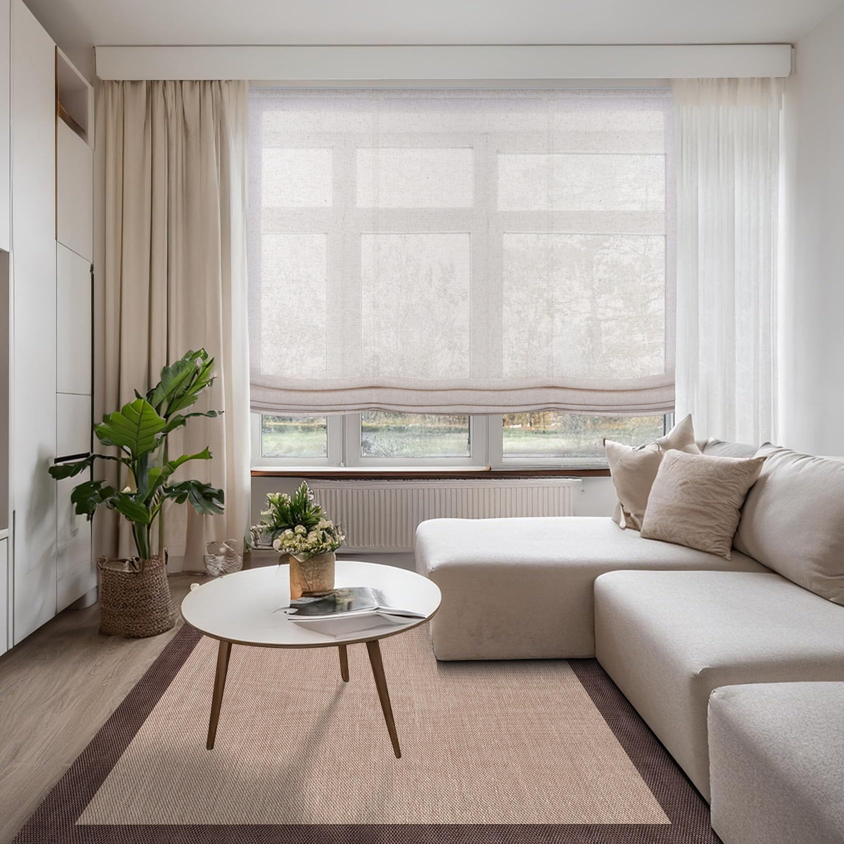Estores Plegables Premium sin Varillas Estor Plegable Textil translucido en Interior Ventanas y Puertas Cortinas Paqueto con cadeneta STORESDECO Beige Premium 120 x 175 cm