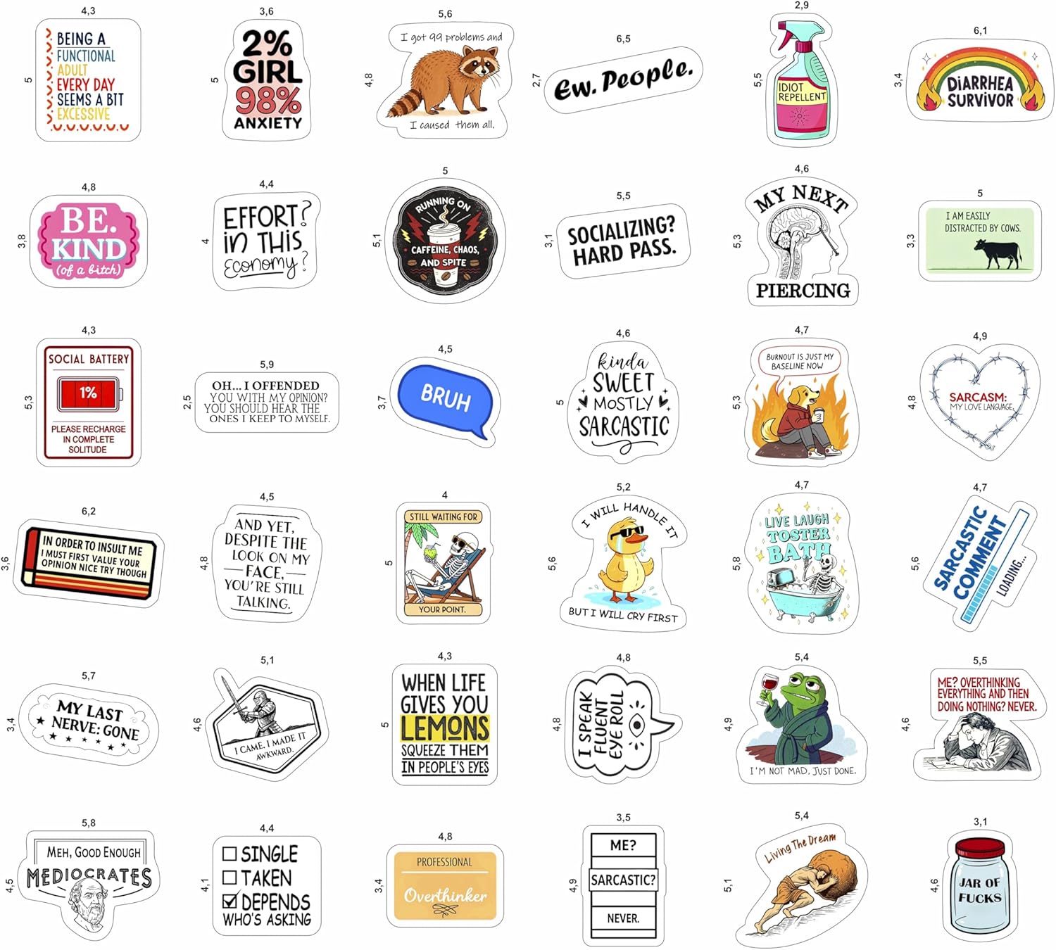 100Pcs Sarcastic Stickers for Adults - Funny Inappropriate Snarky Stickers, Sassy Unhinged Mean Silly Decals for Water Botttle, Laptop - Gag Gifts for Women & Men image 3