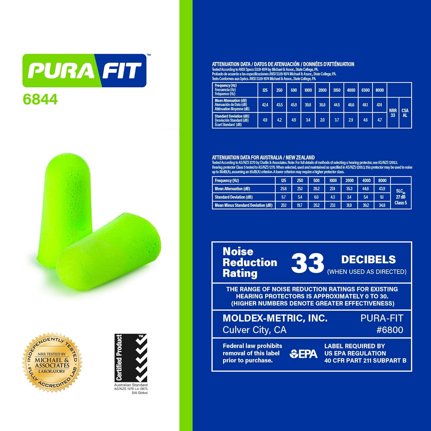 Moldex Pura-Fit® PlugStation® Uncorded Disposable Foam Earplug Dispenser 6844, NRR 33dB