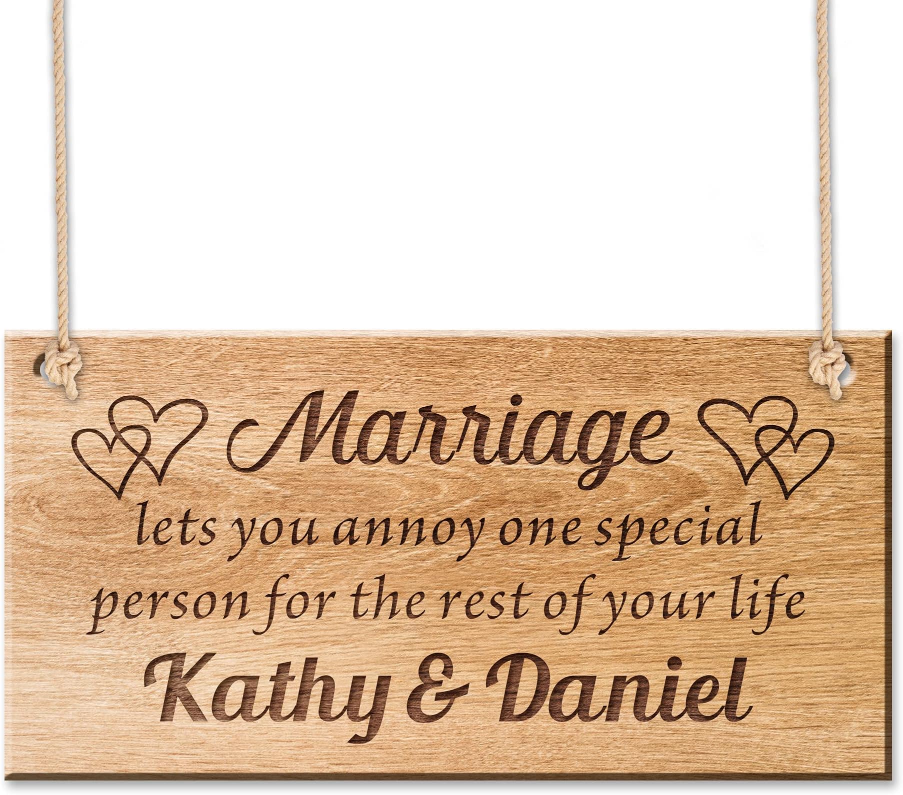howson london Personalized Gift for Anniversary Wedding Custom Gift for Couple Bride Engraved Wedding Plaque Wooden Door Sign Plaque Hanging Plaque Sign Engagement Gift Fiance Mr & Mrs(Design 3)