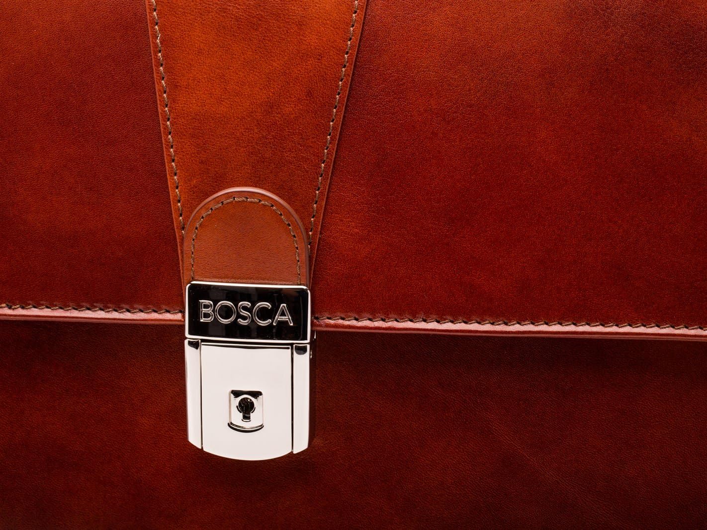  | Bosca Old Leather Collection - Double Gusset Briefcase Cognac Leather One Size | Briefcases