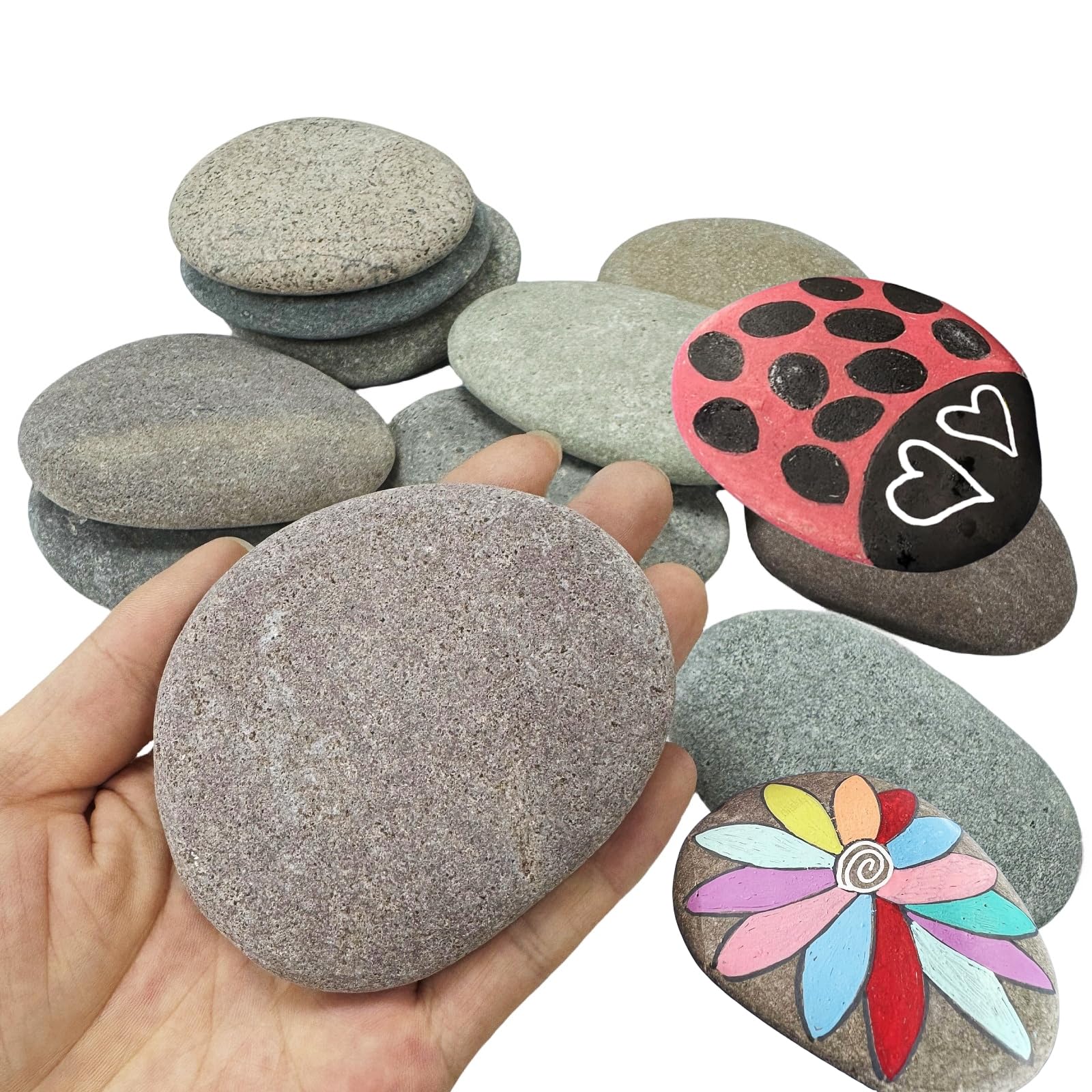Rocas para pintar de río planas en pack de 16 piedras suaves para decorar el jardín y hacer manualidades
