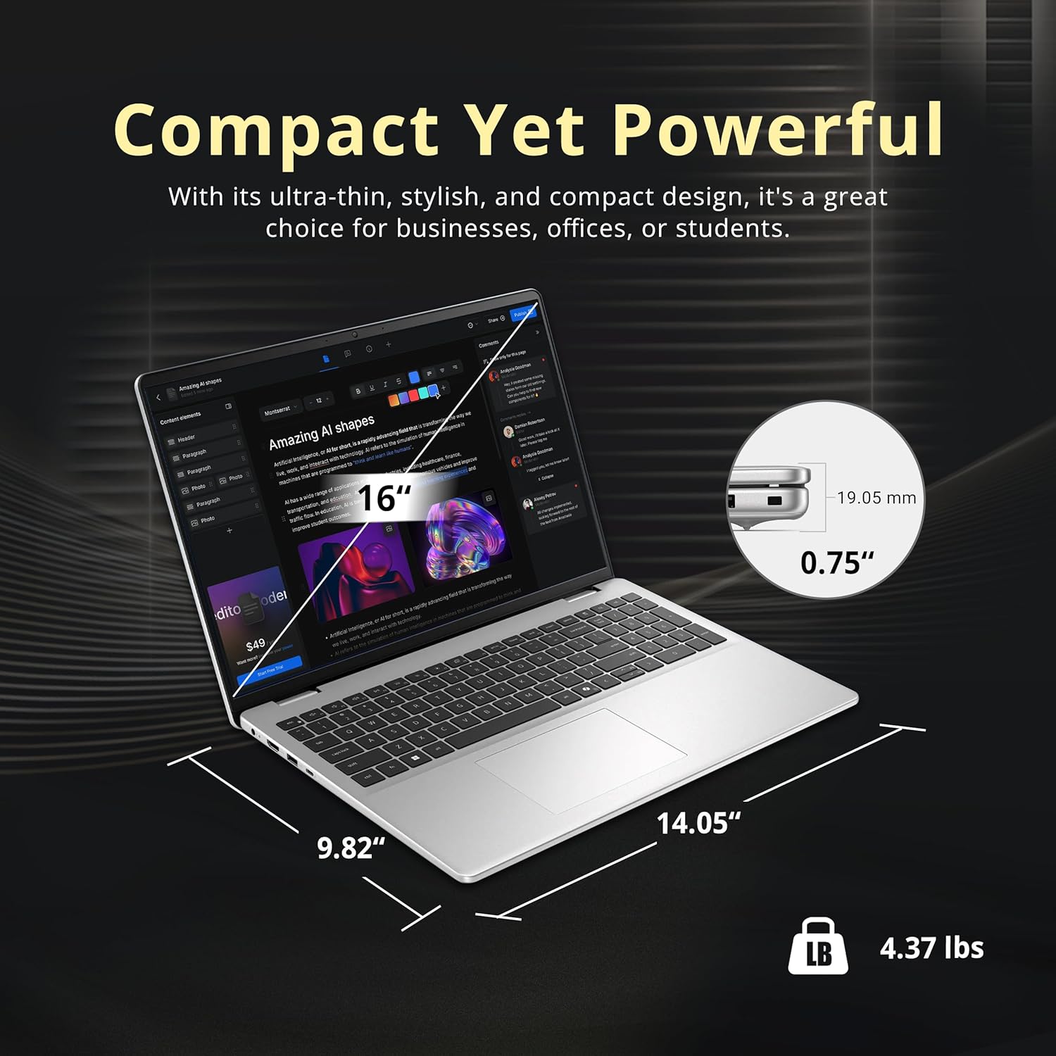 Dell 16" FHD+ Touchscreen Laptop, Intel Core 5 120U, 16GB RAM, 1.5TB Storage (512GB SSD + 1TB Docking Station Set), Intel Graphics, Backlit Keyboard, Numeric Keypad, Wi-Fi 6E, Win 11, Silver