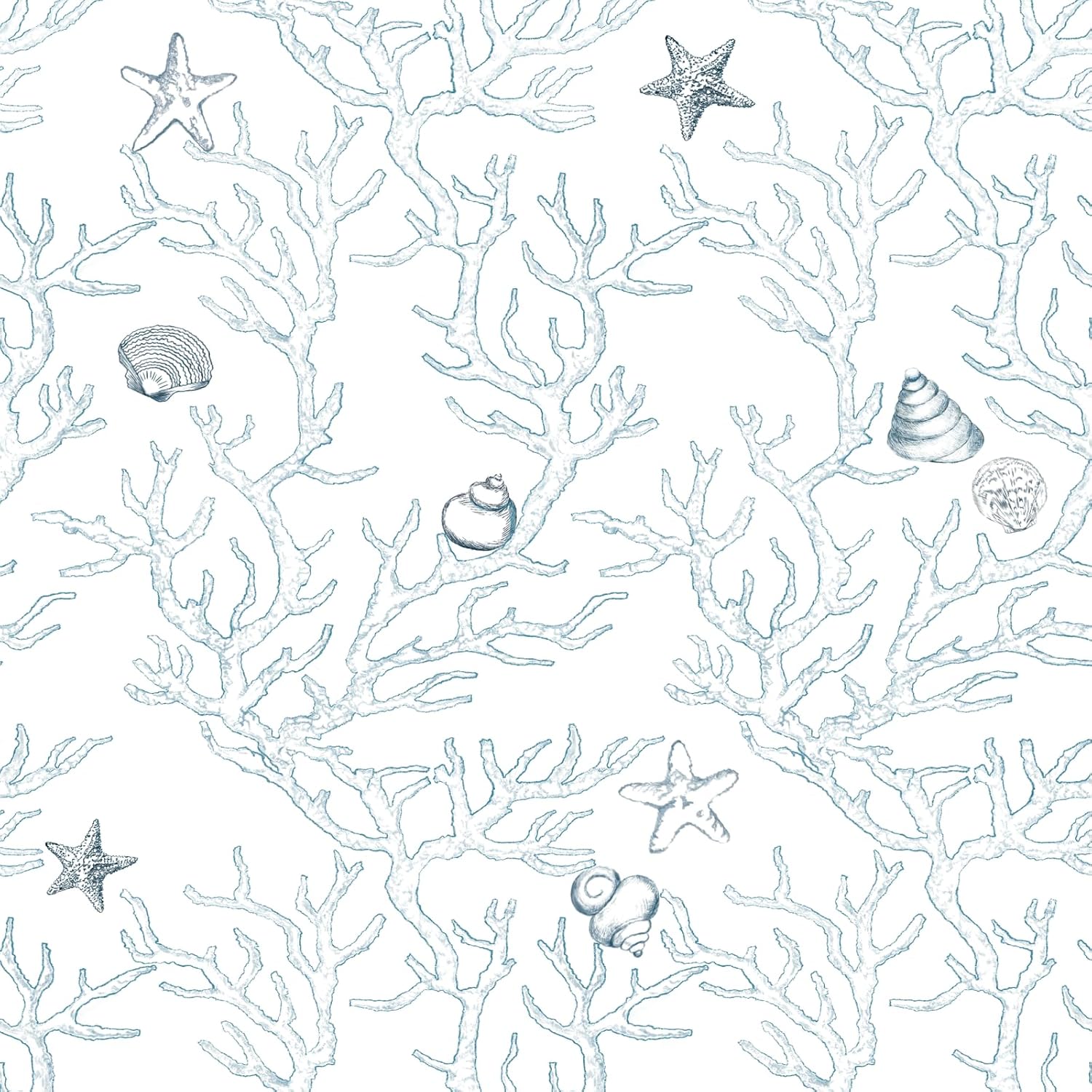 WENMER Ocean Wallpaper Peel And Stick 17 3 X 118 White And Blue 