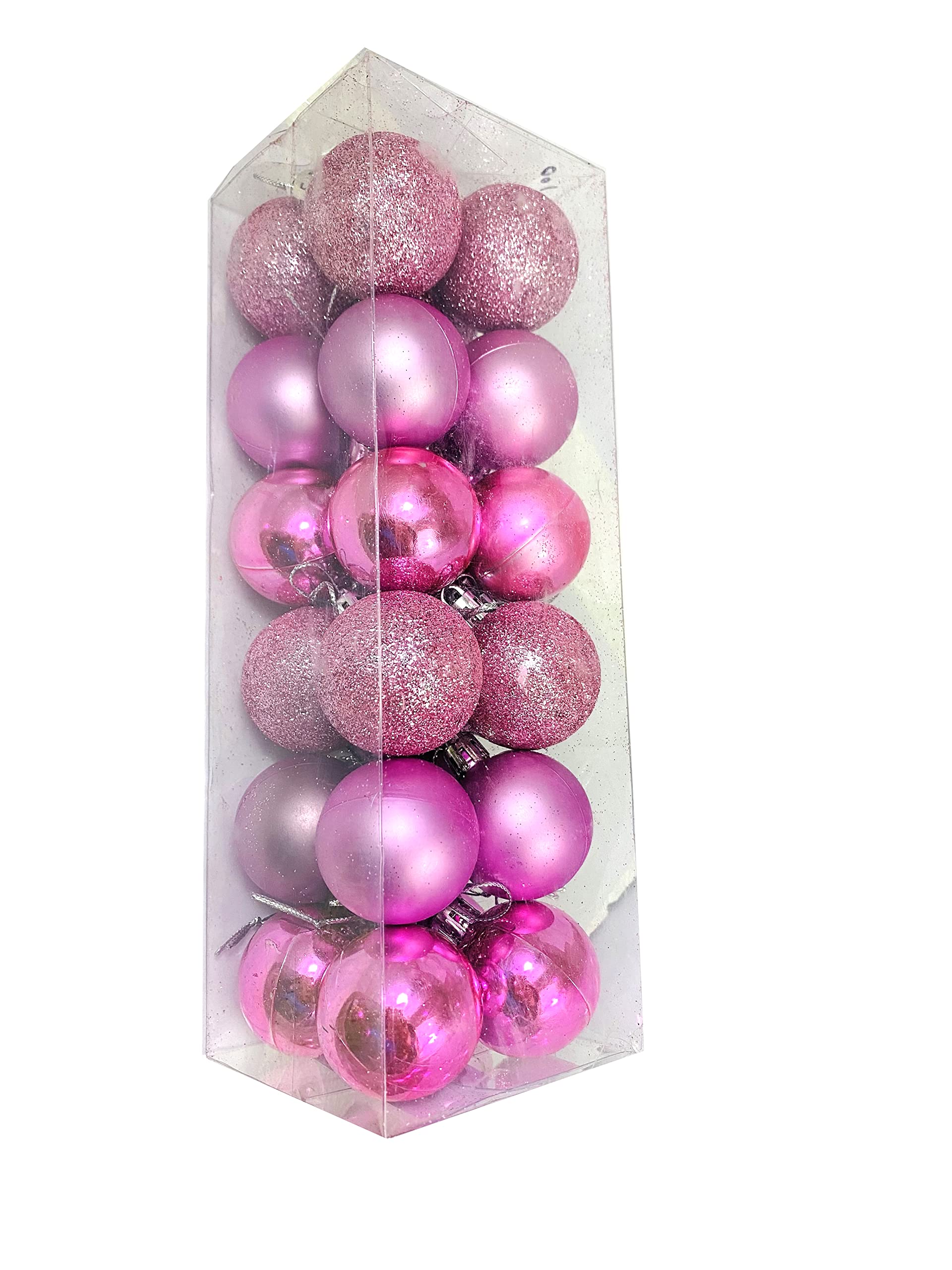 Pink Christmas Ornaments - 24 Festive Balls -3