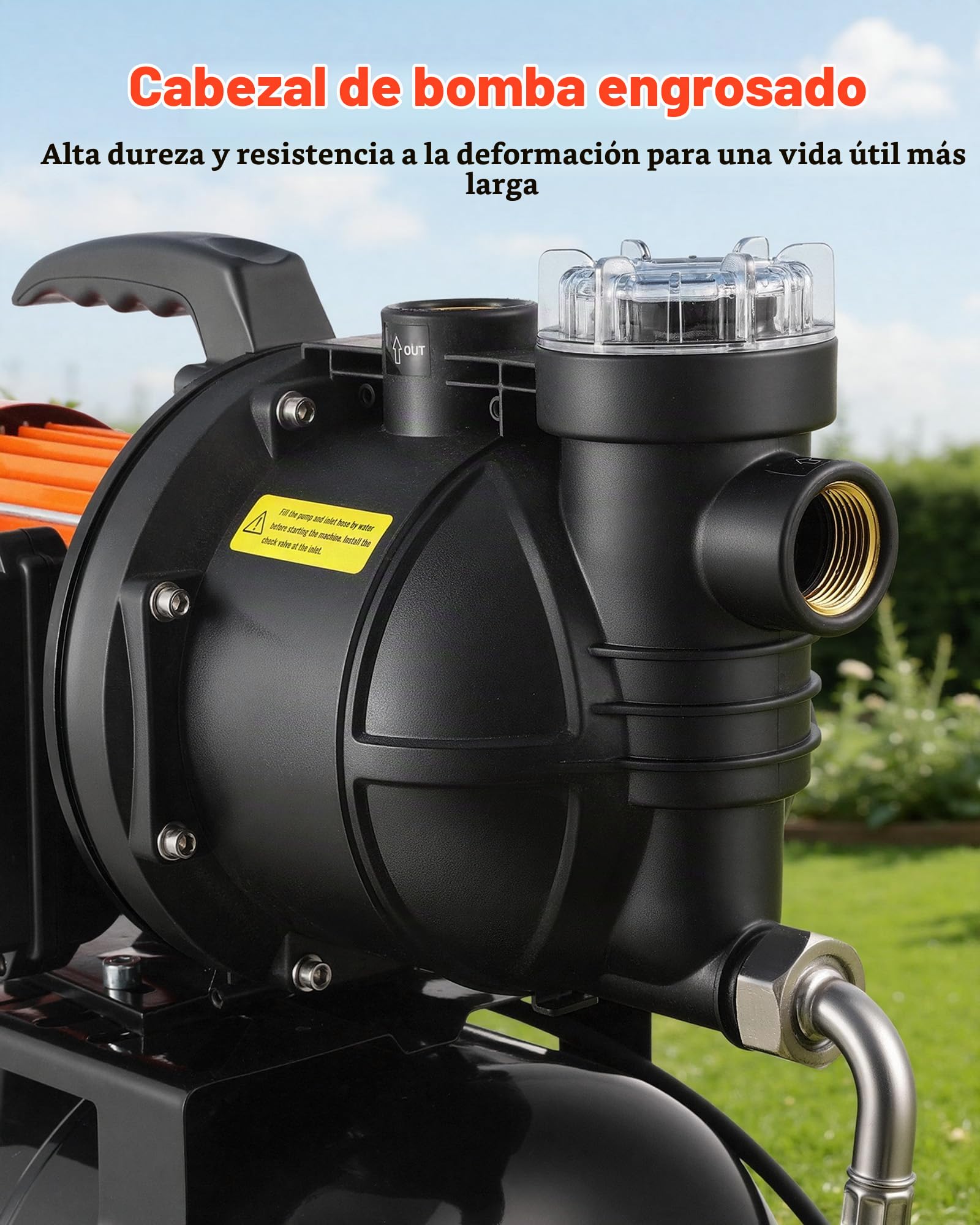VEVOR Bomba para Pozos Poco Profundos 1 HP, Bomba de Agua de Trasvase 3785 LPH, con Tanque de Presión 19 L, Filtro, Válvula de Retención, Sistema Automático de Presurización, para Jardín, Césped