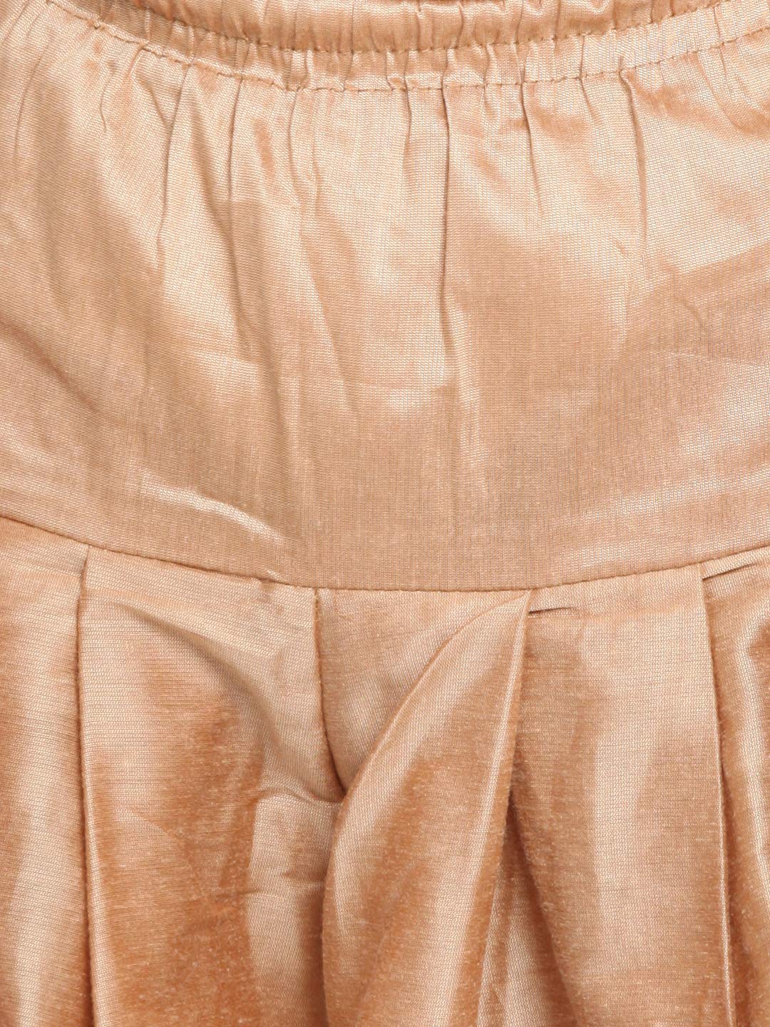 JBN Creation Kurta i Dhoti zestaw spodni z mieszanki jedwabiu brązowego i różowego złota (VASBK023MAnCDRG, dla 5-6 lat)