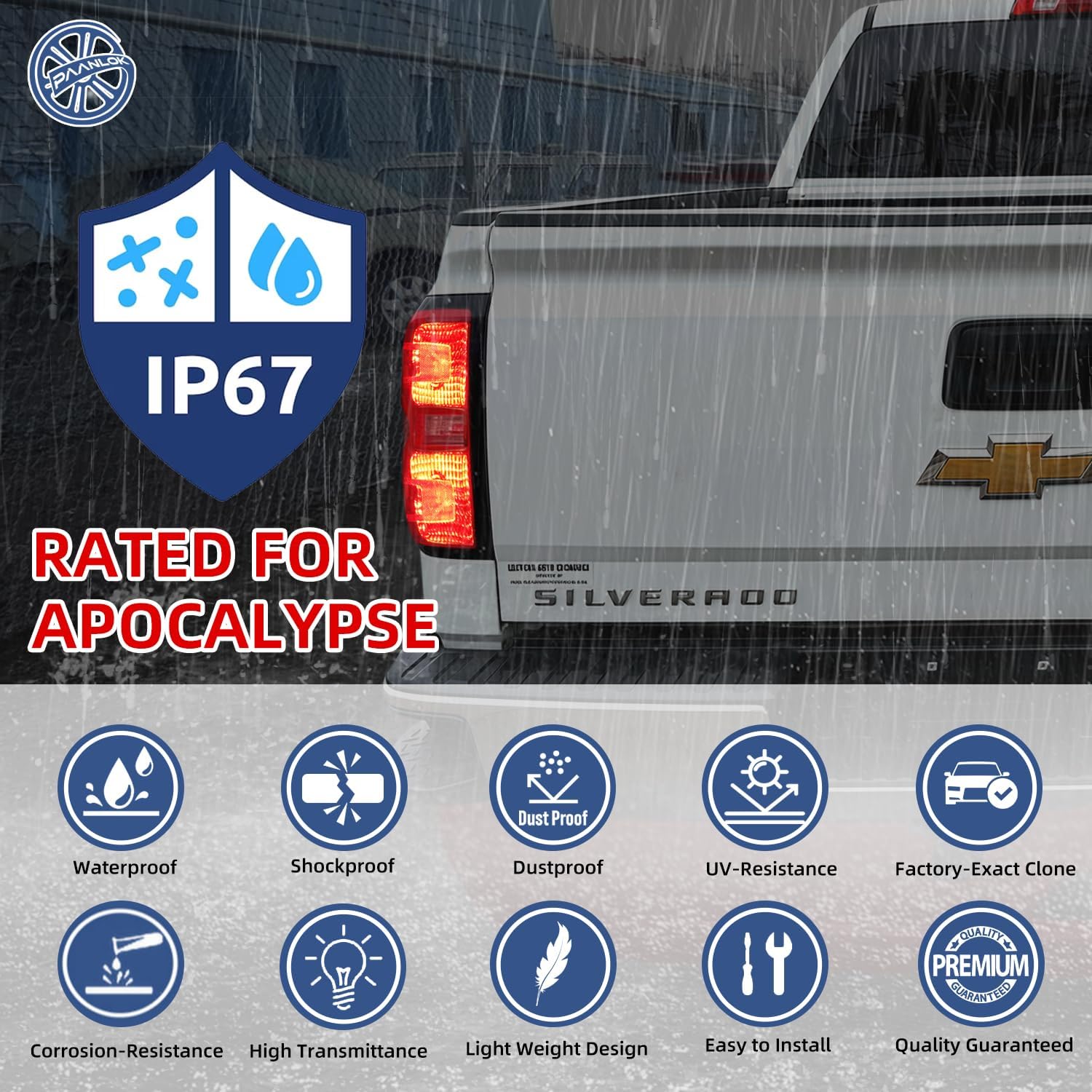 OE Red Tail Lights Assembly for 2014-2015 Chevy Silverado 1500/2500/ 3500 & 2015 GMC Sierra 2500/3500 | With Bulbs & Wiring Harness Pair (Driver + Passenger Side)