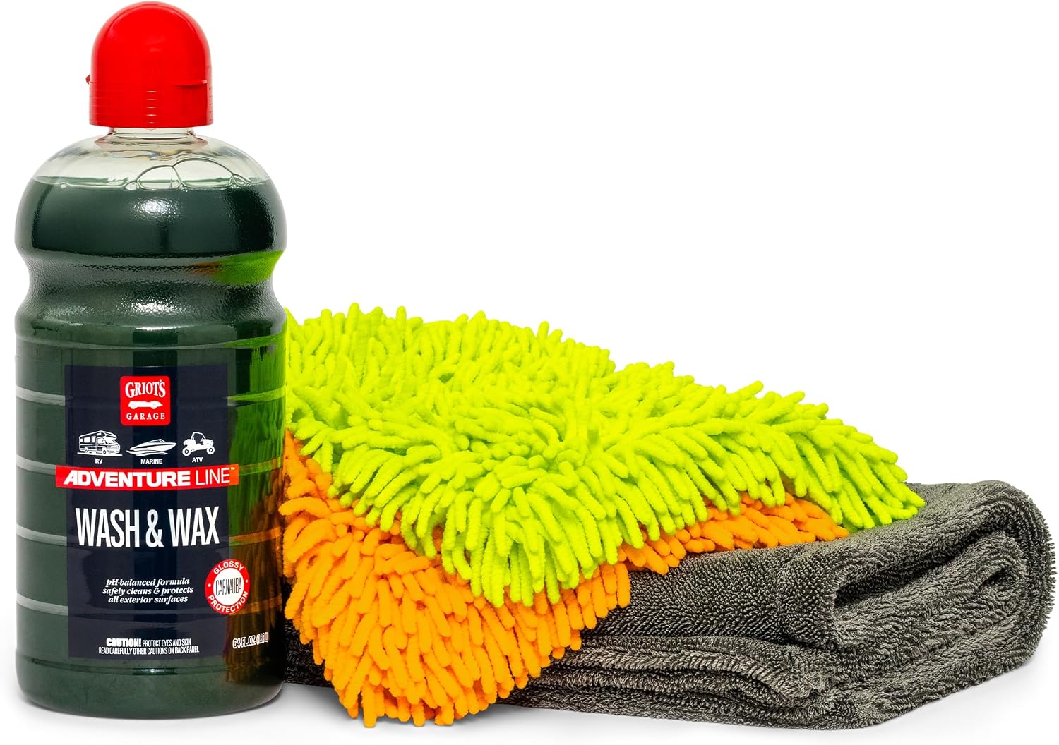Griot's Garage Adventure Wash and Wax Starter Kit for RVs, Campers, Boats, ATVs, Motorcycles, Includes Wash Soap, Microfiber Wash Pads, and Extra-Large PFM Edgeless Drying Towel