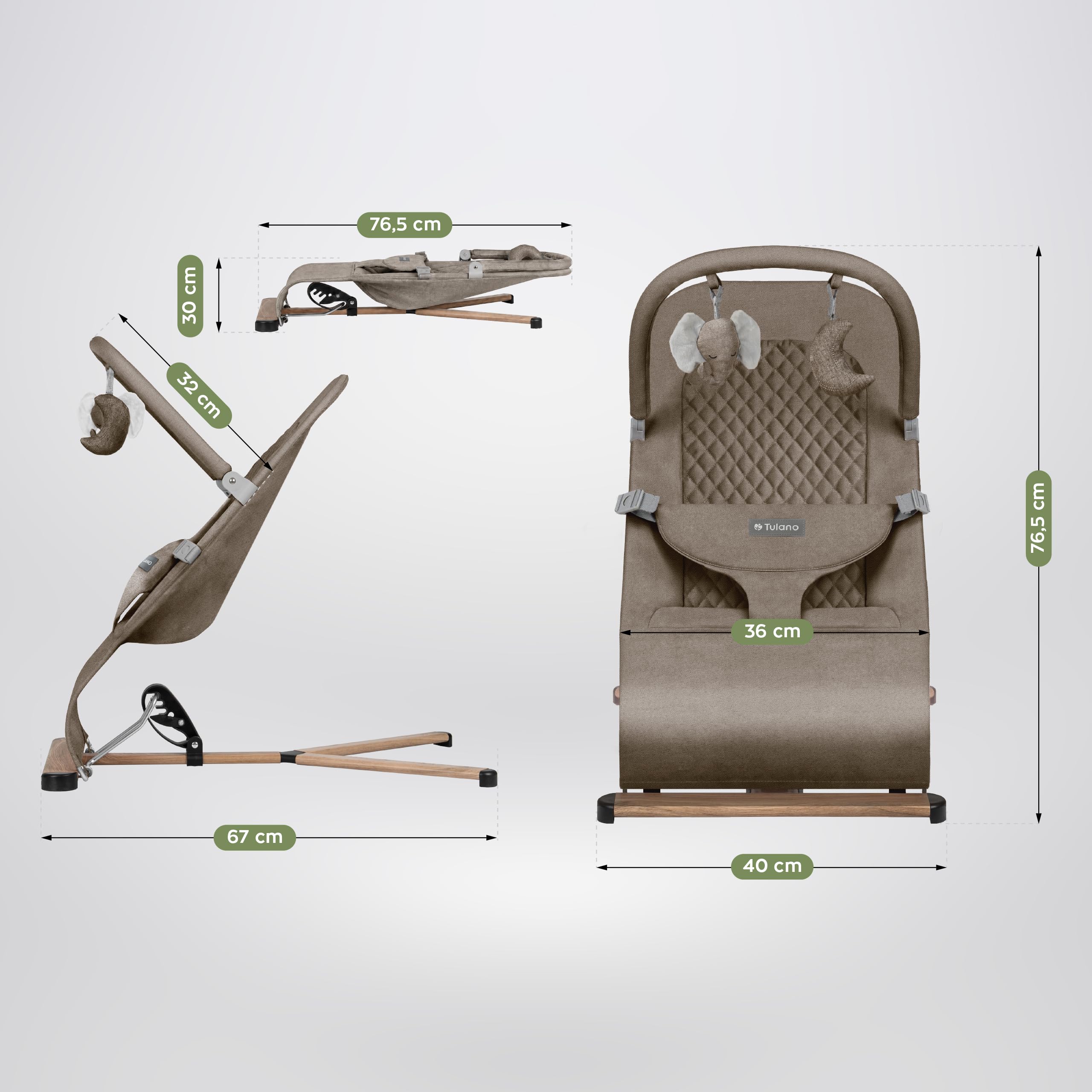 Tulano Moon 30 Sdraietta Ergonomica Neonati - Dondolo per Neonato – Beige