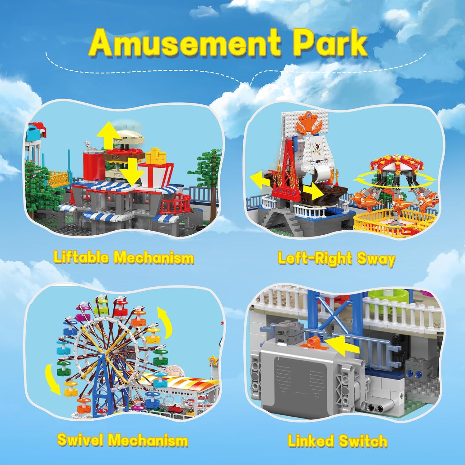 Sosuy Amusement Park Building Blocks Set, 5220+ Pcs with Motorized Ferris Wheel, Carnival Rides, and Funfair Architecture Model, STEM Toy for Boys Teen Kids Adults, for Kids 8+