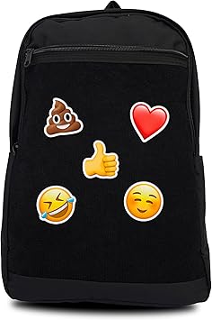 Unisex Large Black Backpack with Sticker & Patches Area, Ideal for Laptop, Travel & Work, Includes 5 Fun Stickers and Patches