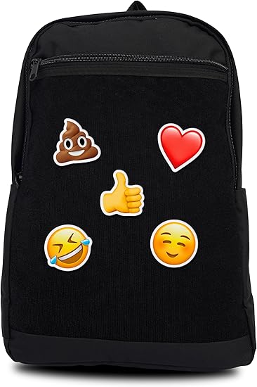 Unisex Large Black Backpack with Sticker & Patches Area, Ideal for Laptop, Travel & Work, Includes 5 Fun Stickers and Patches