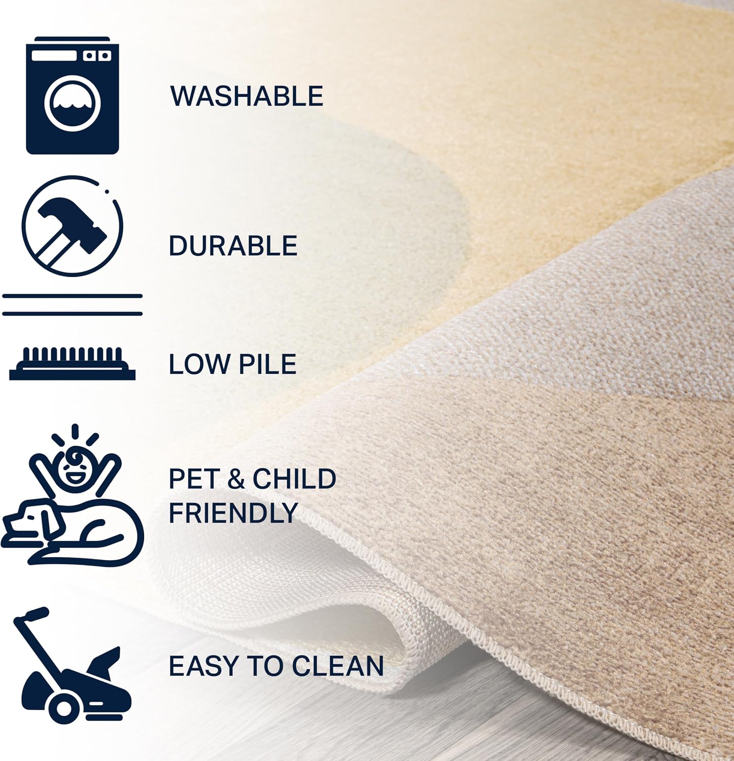 JONATHAN Y Machine Washable Multi Indoor Area Rug 3X5 ft, Pebble Geometric Contemporary for Living Room, Bedroom, Kitchen, Office, Easy-Cleaning, High Traffic, Pet-Friendly, Non-Shedding (WSH307A-3)