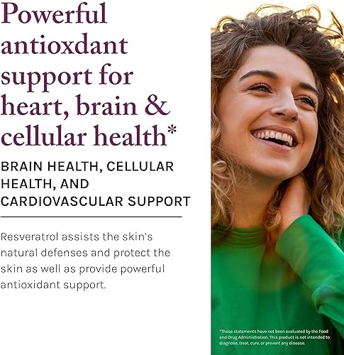 Miniatura 6 de Reserveage Beauty Resveratrol Plus+ 500 mg - Cápsulas de resveratrol de liberación rápida con quercetina para el sistema inmunológico, la salud del