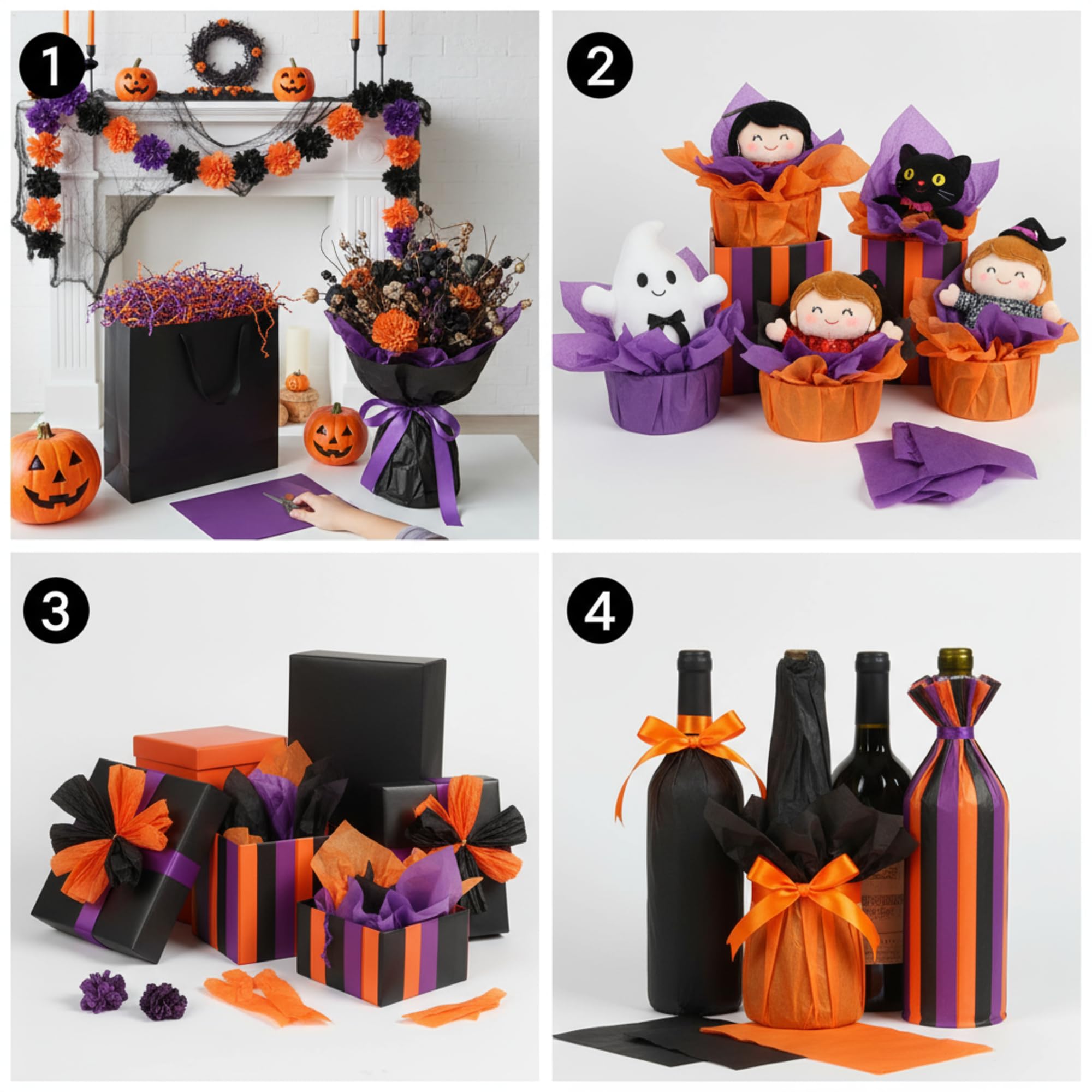 Qilery 500 fogli di carta velina colorata per Halloween, 38 x 50 cm, senza acidi, carta regalo per feste, compleanni, decorazioni per feste, matrimoni, baby shower
