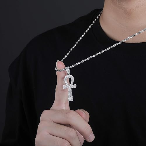 Miniatura 5 de TOPGRILLZ Collar de cruz Ankh para mujer, collar de cruz de oro para hombre, collar con colgante de cuerda, chapado en oro de 14 quilates, cadena de