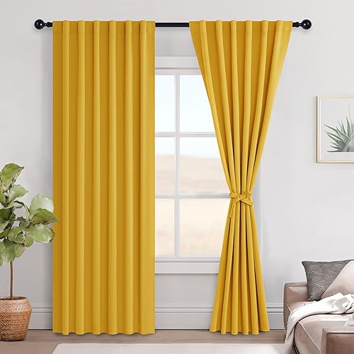 Miniatura 58 de Hiasan Cortinas opacas blancas extra anchas para dormitorio, cortinas opacas térmicas extra anchas de 72 pulgadas de largo, con pestaña trasera,