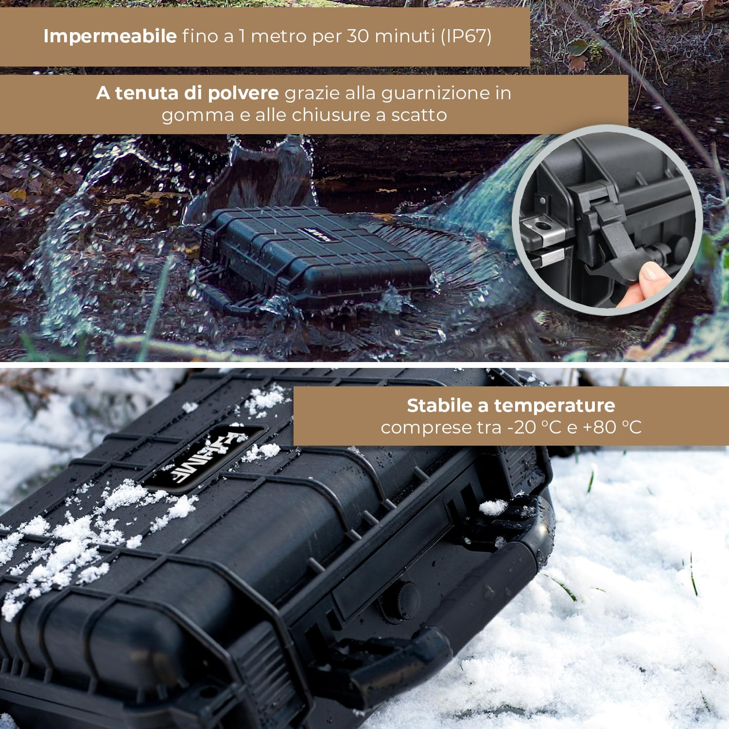 HMF Valigetta Fotografica Outdoor Custodia Rigida 27 x 24,5 x 13 cm