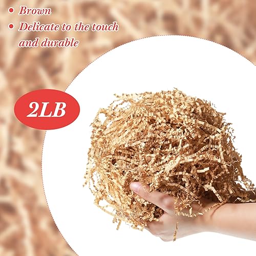 Miniatura 2 de Outus Papel de corte arrugado de 2 libras, papel triturado para caja de regalo, papel arrugado metálico, papel de seda de pascua para bodas,