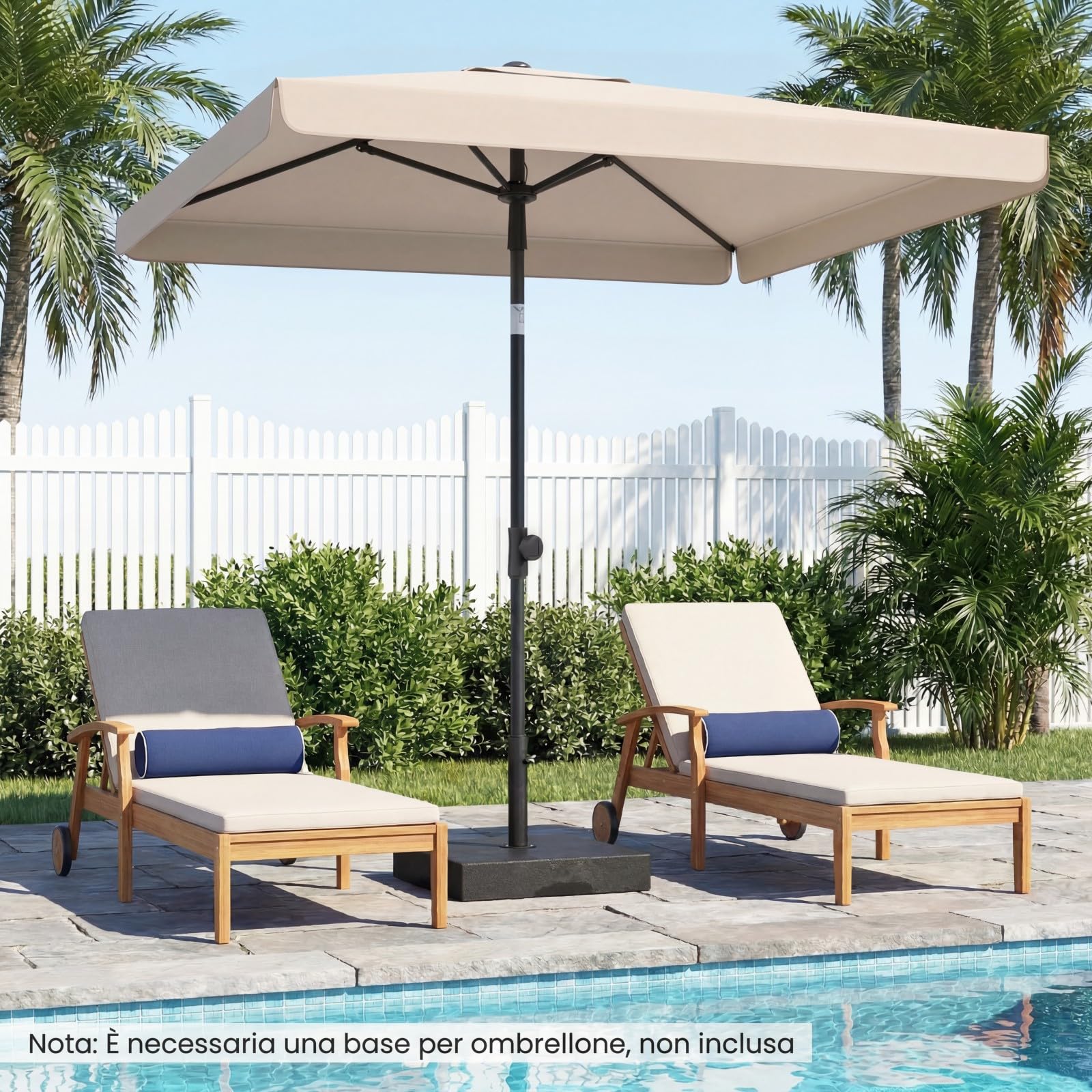 COSTWAY Ombrellone Balcone 200x130 cm, Inclinazione Regolabile (Beige) | Ombrellone con Borsa da Trasporto, Anti-UV, per Giardino, Terrazzo, Spiaggia