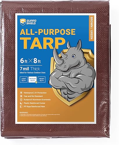 Miniatura 49 de GUARD SHIELD Lona plateada impermeable de 10 x 12 pies, cubierta de lona de polietileno multiusos de servicio medio, 7 mil