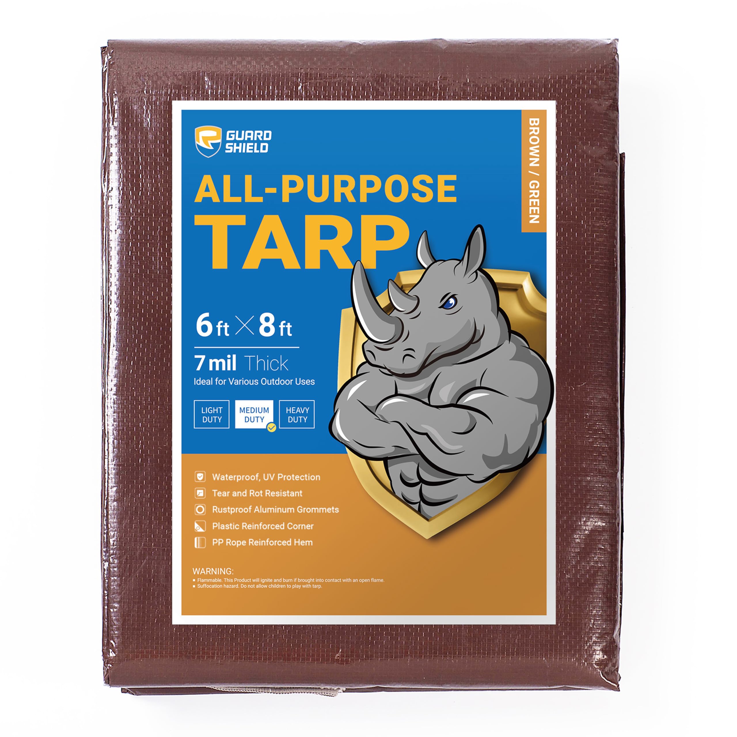 GUARD SHIELD White Tarp 10x12 Feet Medium Duty All Purpose Poly Tarps Cover 7mil — view 9