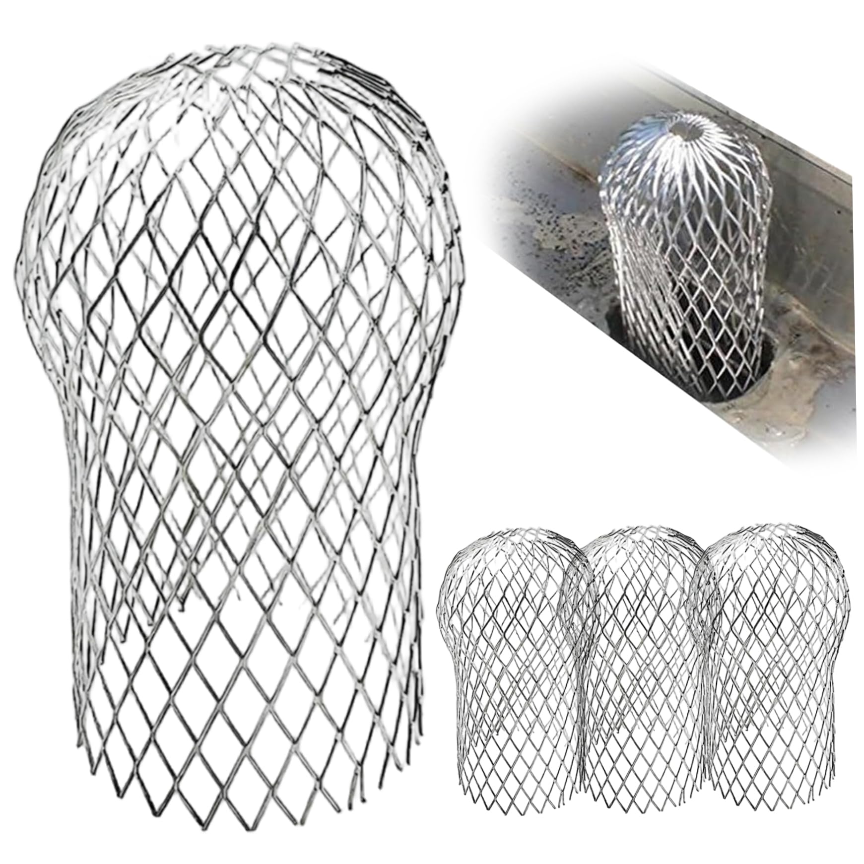 4PCS Expandable Gutter Downspout Guard, Reusable Downspout Filter for Preventing Blockage, Leaves, Debris, Pine Needles, Roof Gutter Protection Screen