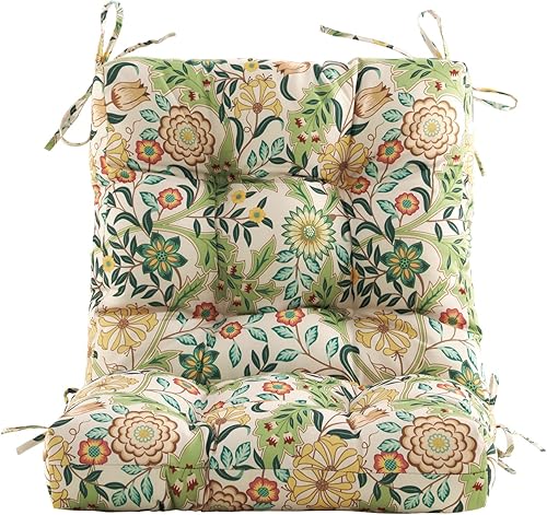 Miniatura 2 de BLISSWALK Cojines para sillas de exterior, 40 x 20 x 4 pulgadas, cojín de mimbre grueso con respaldo bajo y lazos para muebles de patio, floral