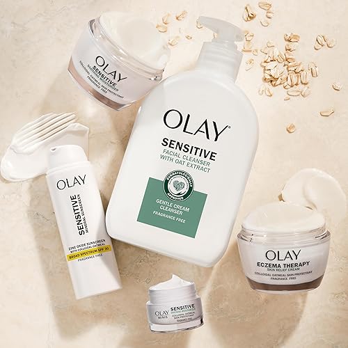 Miniatura 7 de Olay Crema hidratante facial para terapia de eccema sensible, 1.7 onzas líquidas sin fragancia, tratamiento para el cuidado de la piel con avena