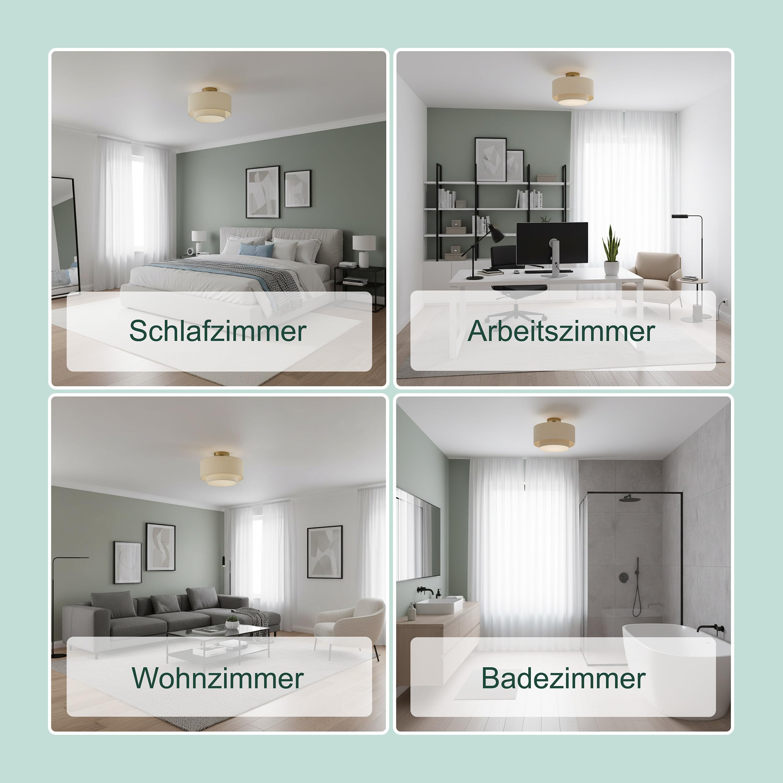 Relaxdays Deckenlampe, Leinen & Metall, HxD: 24 x 35 cm, E27, Deckenleuchte Wohnzimmer, Schlafzimmer, beige/Bronze