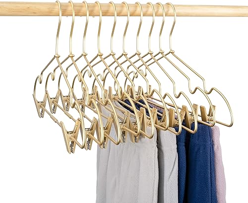 Miniatura 4 de Clips de ropa de bebé de metal dorado de 12.5 pulgadas para niños, colgador de ropa para niños, exhibición y almacenamiento, paquete de 10
