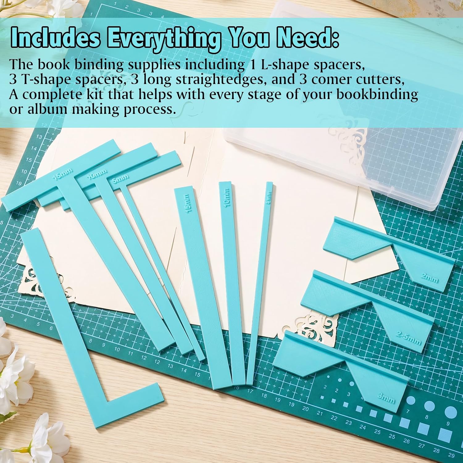 Zeyune 10 Pcs 17 Pcs Bookbinding Scrapbooking Tools Set, Small, Blue image 4