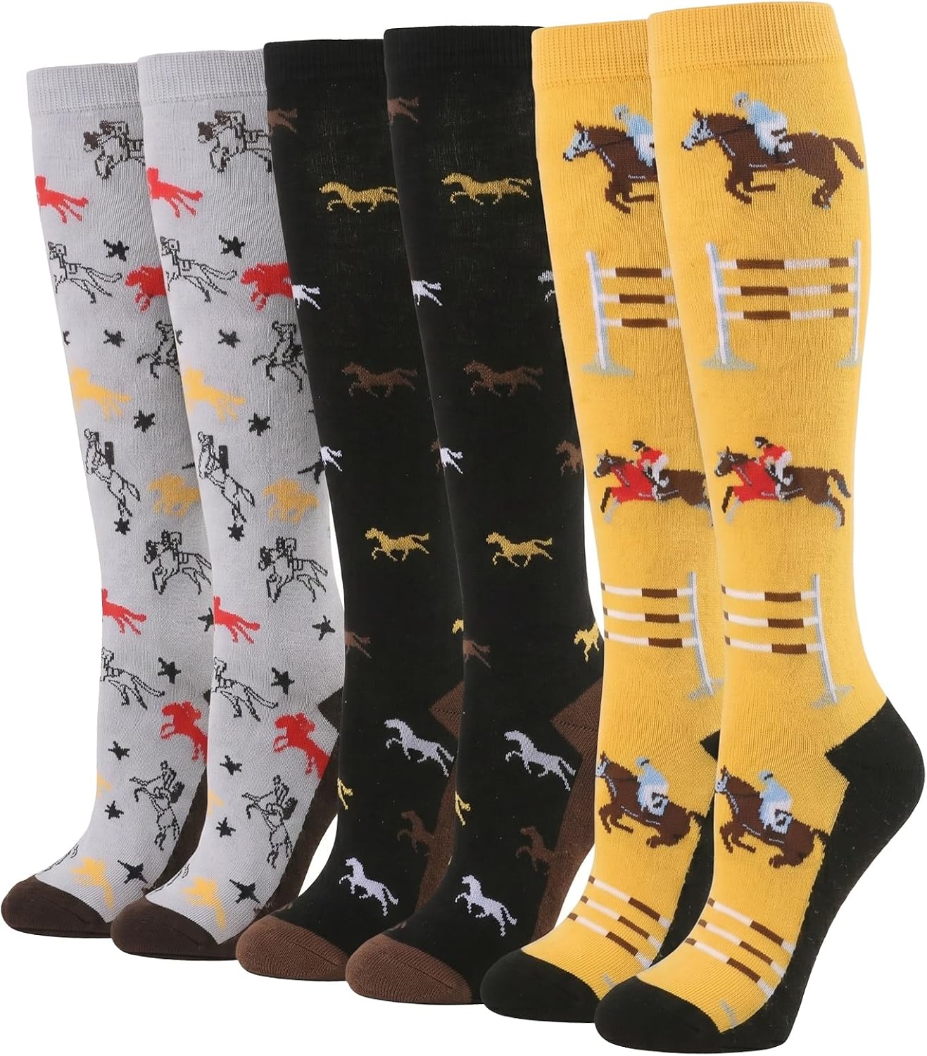 Horse Socks for Women and Men, Unisex Cotton Blend Knee High Equestrian Boot Socks