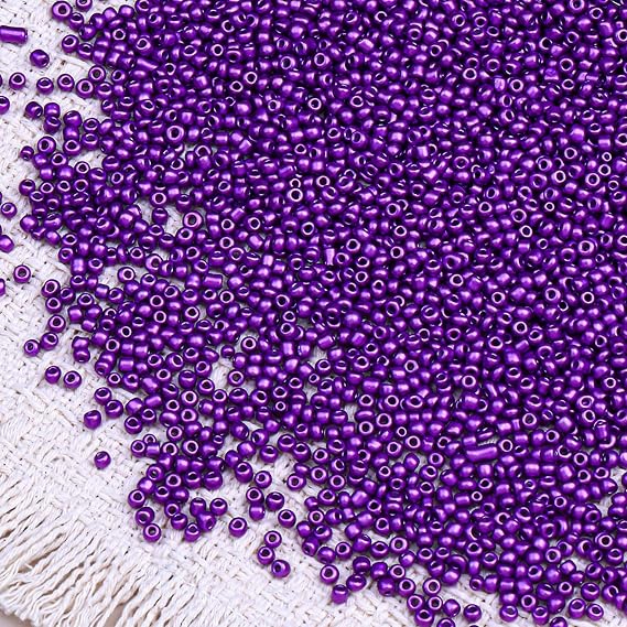 10000pcs 2mm Glass Seed Beads Bulk, Individual Color 12/0 Mini Pony Spacer Small Seed Beads for DIY Bracelet Necklaces Wrist Jewelry Making, Dark Purple