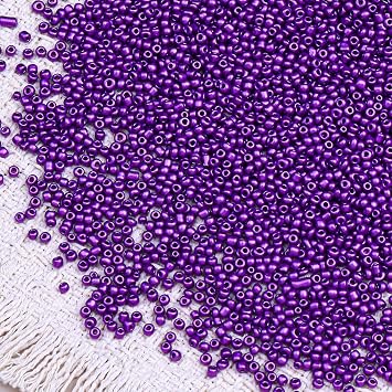 10000pcs 2mm Glass Seed Beads Bulk, Individual Color 12/0 Mini Pony Spacer Small Seed Beads for DIY Bracelet Necklaces Wrist Jewelry Making, Dark Purple