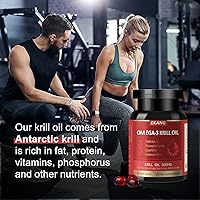 Vista 3 de Aceite de krill antártico 500 mg con omega-3, EPA, DHA y astaxantina y fosfolípidos, sin sabor a pescado, suplemento dietético para articulaciones