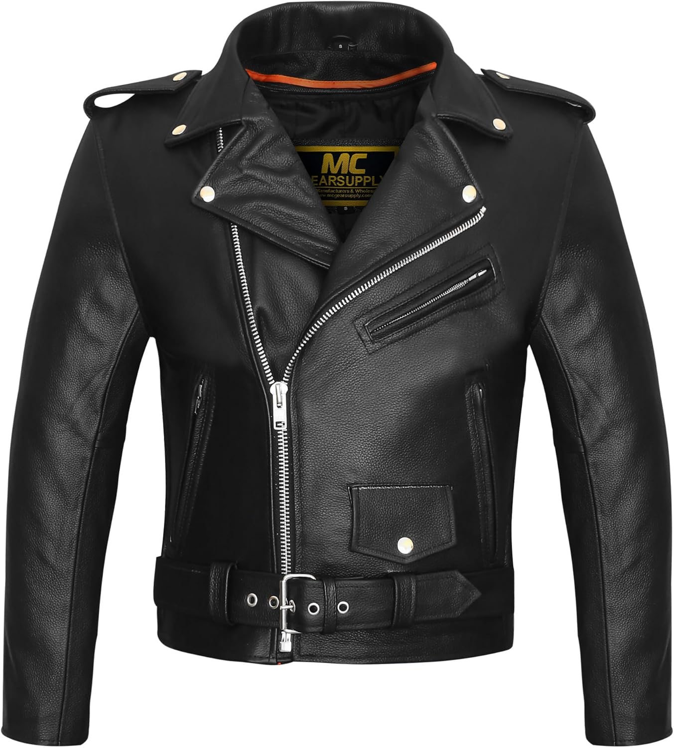 Classic Cruiser Leather Motorcycle Jacket for Men, Premium Biker Leather Jacket with inside Pockets