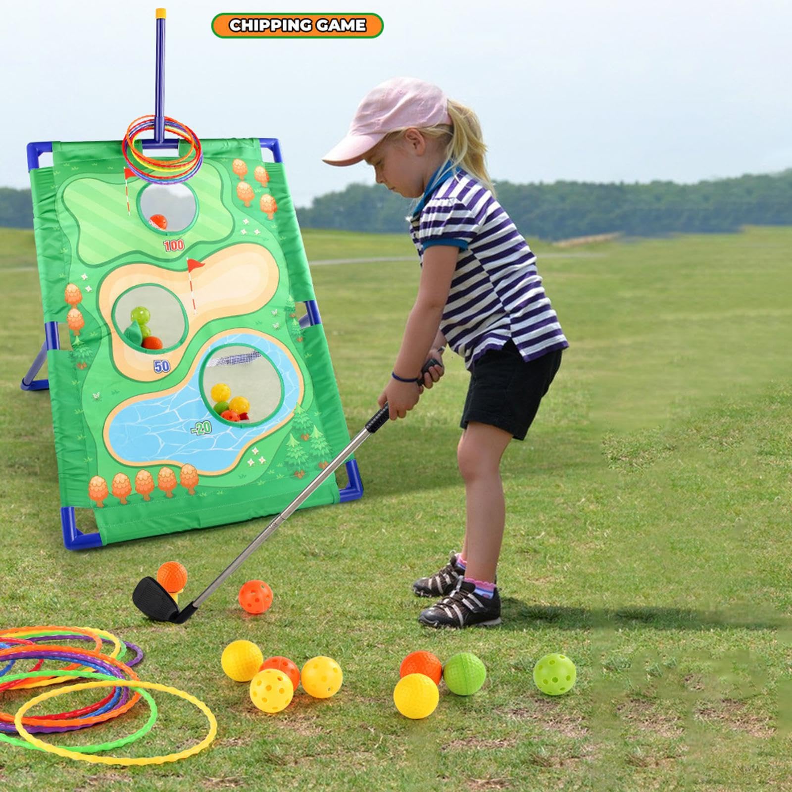 Caratteristiche essenziali del gioco con sacchi di sabbia durevoli: | tabellone per il cornhole, 6 anelli da lancio e 12 palline per emozionanti sfide di gruppo, gioco con sacchi di sabbia,