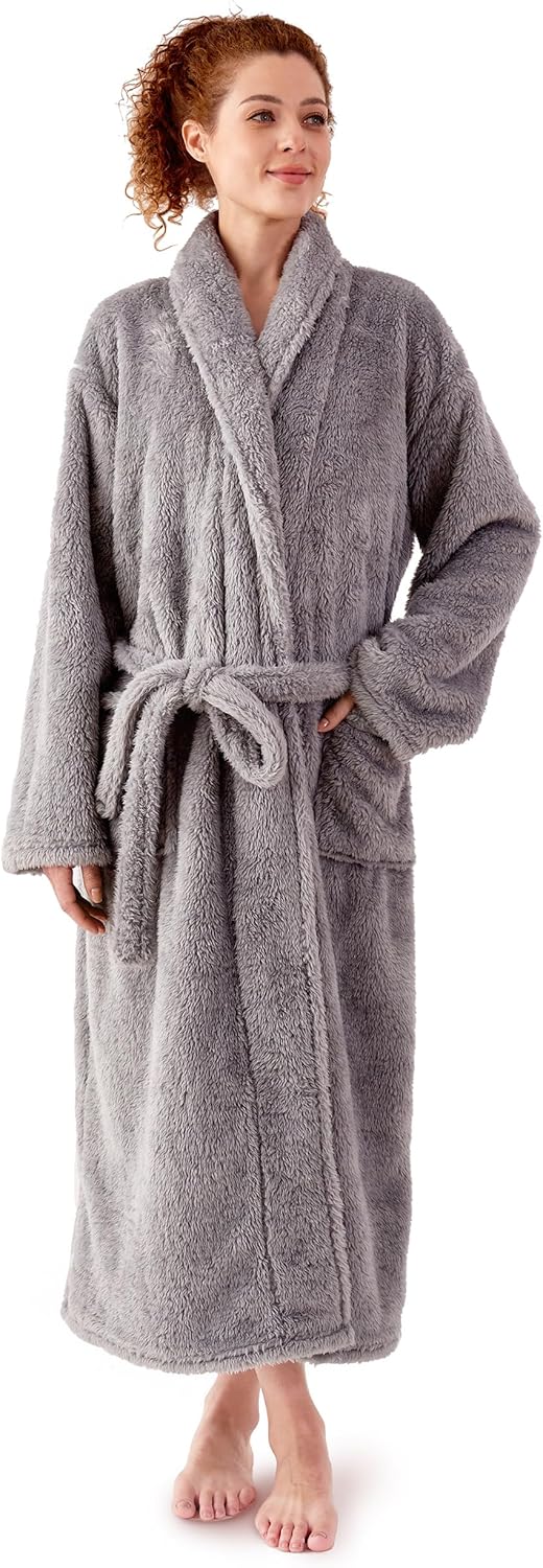 Robes for Women – Premium Plush Fleece Long Bathrobe for Women with Shawl Collar, Soft Warm Womens Robe