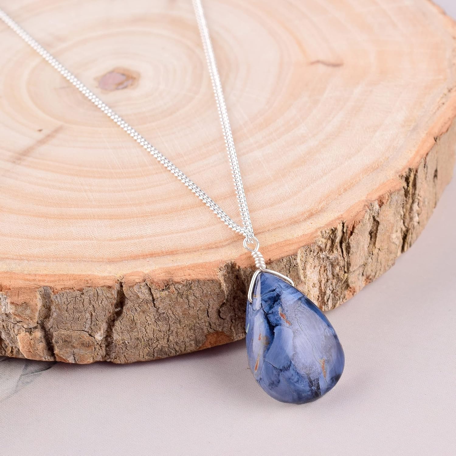 Natural Pietersite Crystals Pendant Necklace, 925 Sterling Silver, Pear Cabochon Gemstone, Energy Healing Crystals, Birthday, Gift for Her, Gemstone Jewelry AAA+ Quality - Image 3