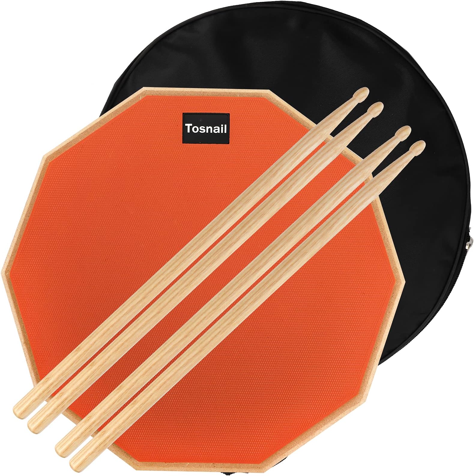 Tosnail 12 Inch Silent Drum Practice Pad with 2 Pairs Drum Sticks and
