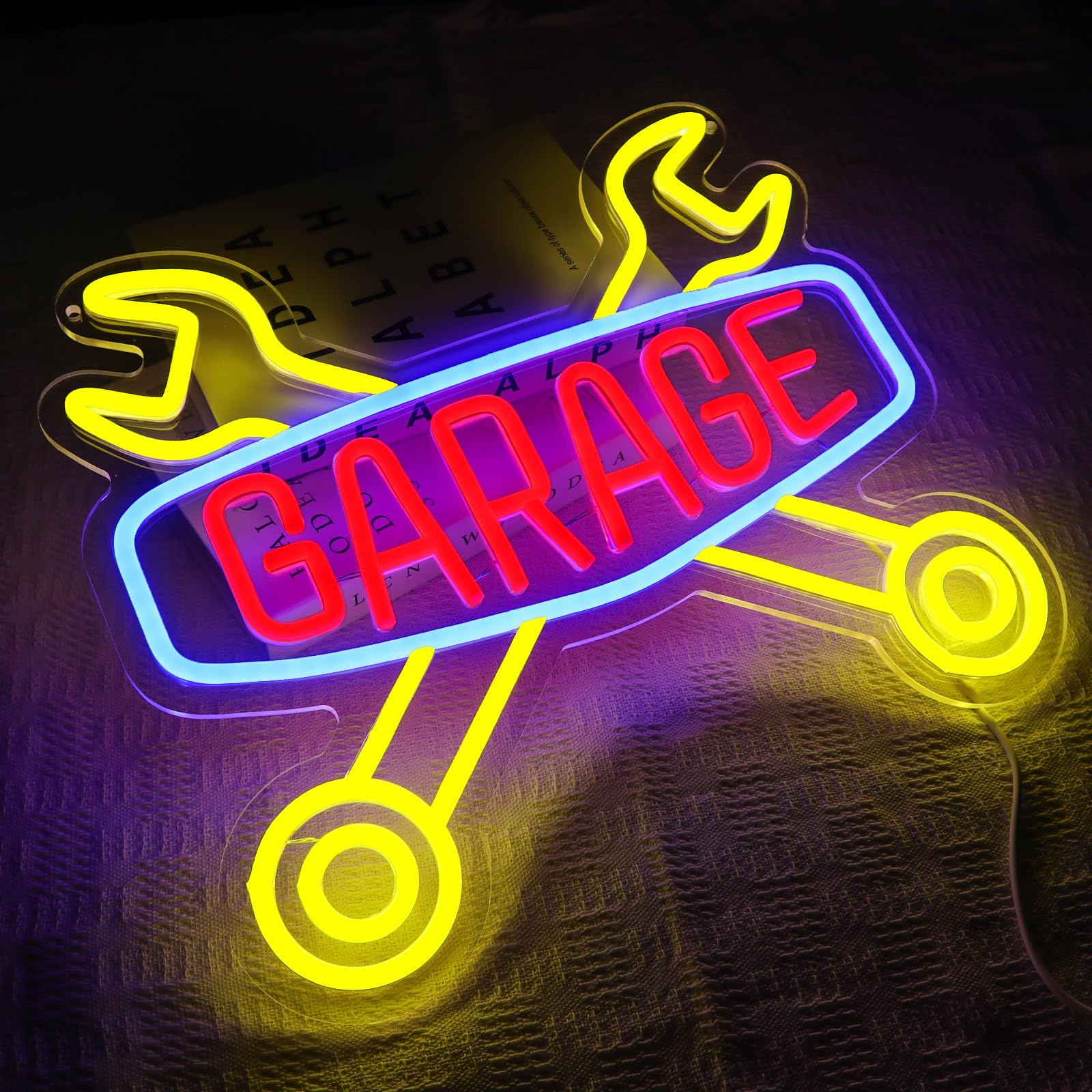 Segno al Neon per Garage - Segno al Neon Check Engine per Decorazione da Parete, Luce al Neon da Parete USB a LED per Autorimessa, Caverna dell'Uomo, Camera per Auto, Officina di Riparazione