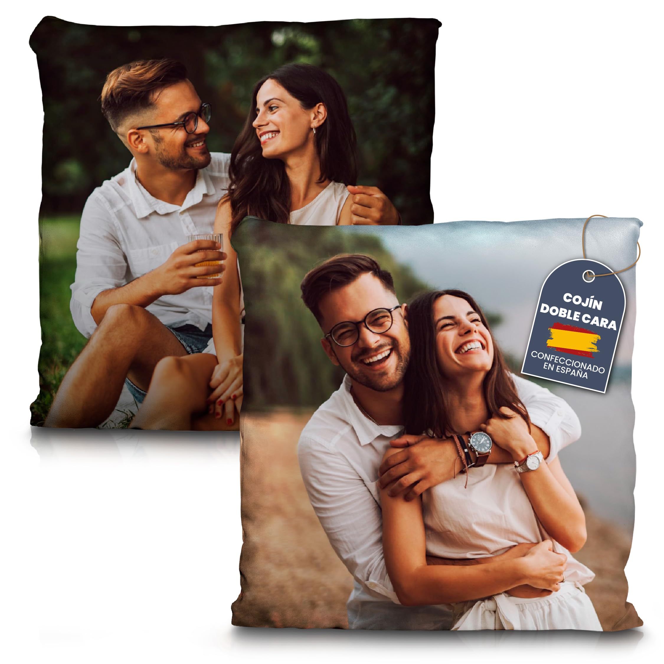 Cojín Personalizado con Foto y Texto con Relleno Incluido. Regalo Original para Mujeres. Cojines Personalizados para Sofá. Personalizar Almohadas. Día del Padre. Almohada para Comunión. 50x50cm.
